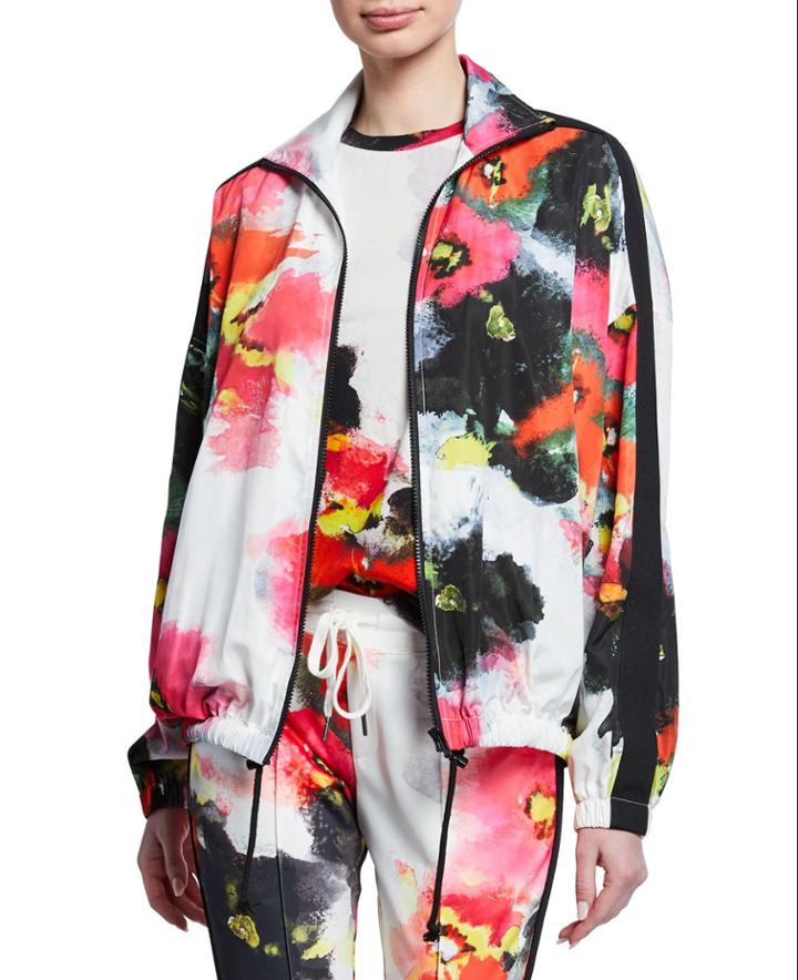 Abstract-printed Zip-front Track Jacket