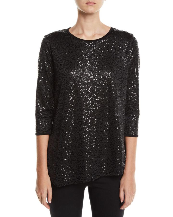 Angled Sequin Tunic Top
