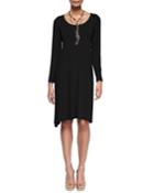 Eileen Fisher Scoop-neck Jersey Dress, Petite, Women's, Size: Ps/6-8, Black