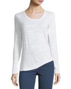 Asymmetric-hem Boat-neck Tee