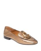 Metallic Leather Medallion Moccasin