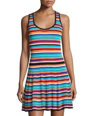 Kaine Striped Knit Dress, Red