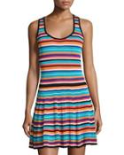 Kaine Striped Knit Dress, Red