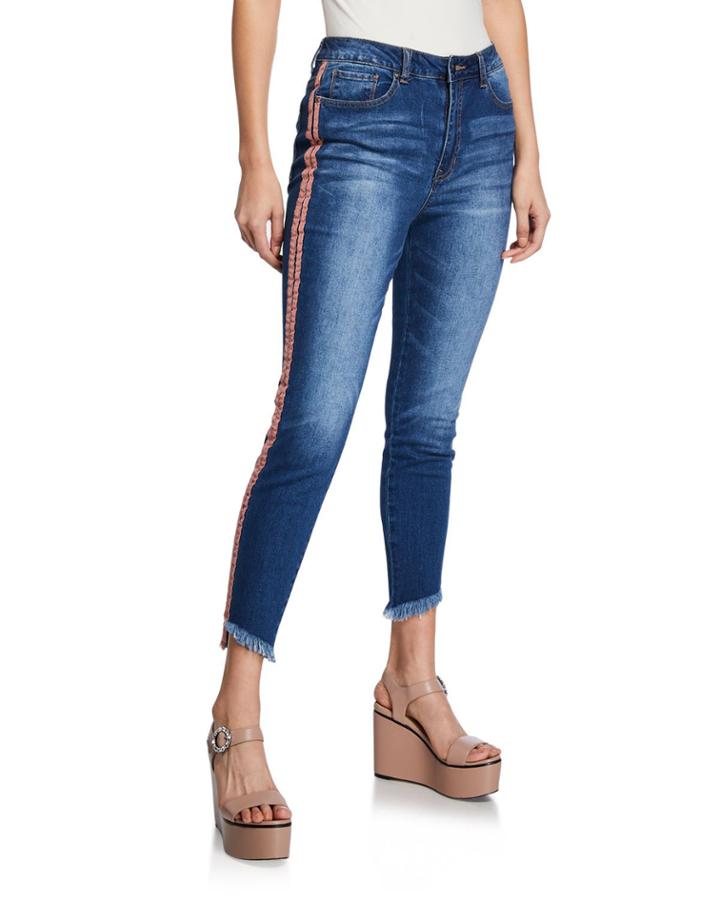 Trina Side Stripe Frayed Jeans