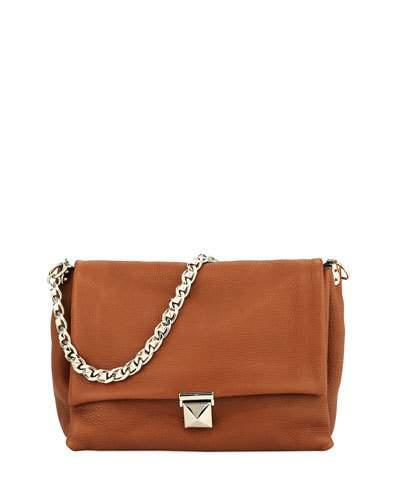 Studded Flap Messenger Bag, Brown