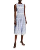 Sleeveless Embroidered Poplin