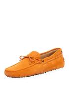 Suede Flat Slip-on Moccasin, Orange