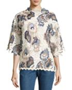 Guipure Lace Short-sleeve Boxy Top