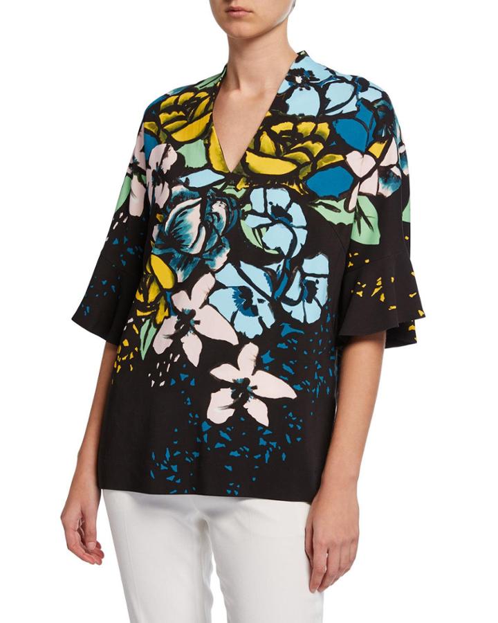 Printed Blouse W/ Bell