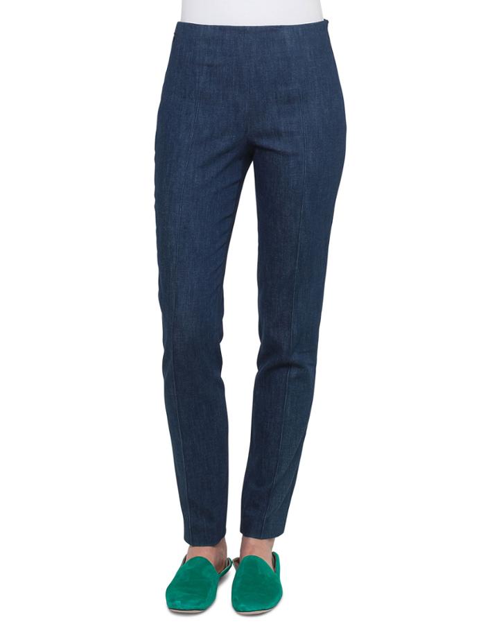 Melissa Side-zip Slim-leg Stretch-denim Pants