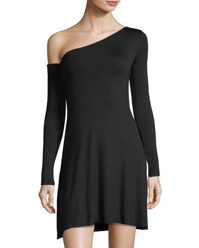 Flirty One-shoulder Long-sleeve A-line Dress