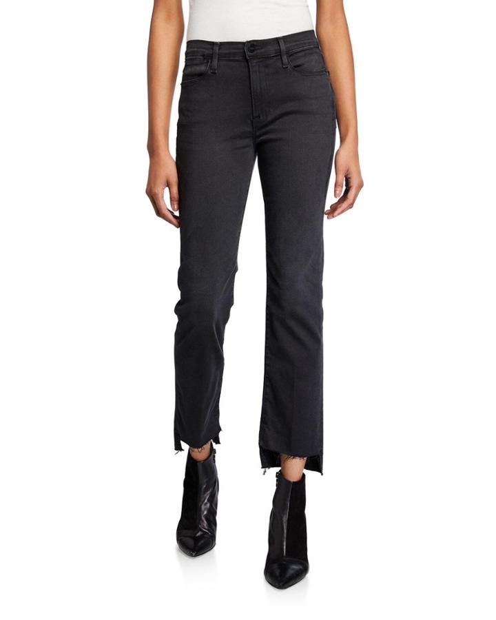 High-rise Straight Raw-edge Pants