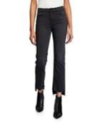 High-rise Straight Raw-edge Pants