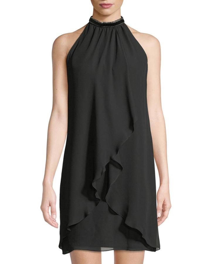 Halter-neck Wrapped Chiffon