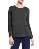 Long-sleeve Boat-neck Combo Knit Top