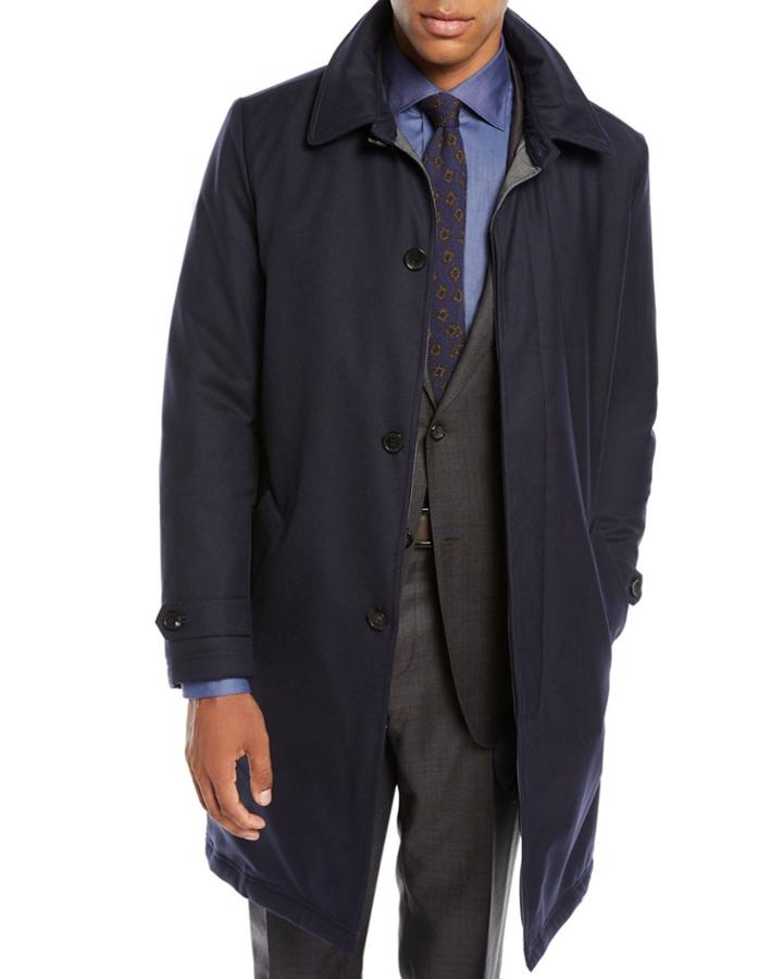 Men's Water-resistant Raincoat In Wool