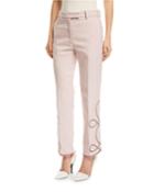 Straight-leg Pants With Embroidered Hem