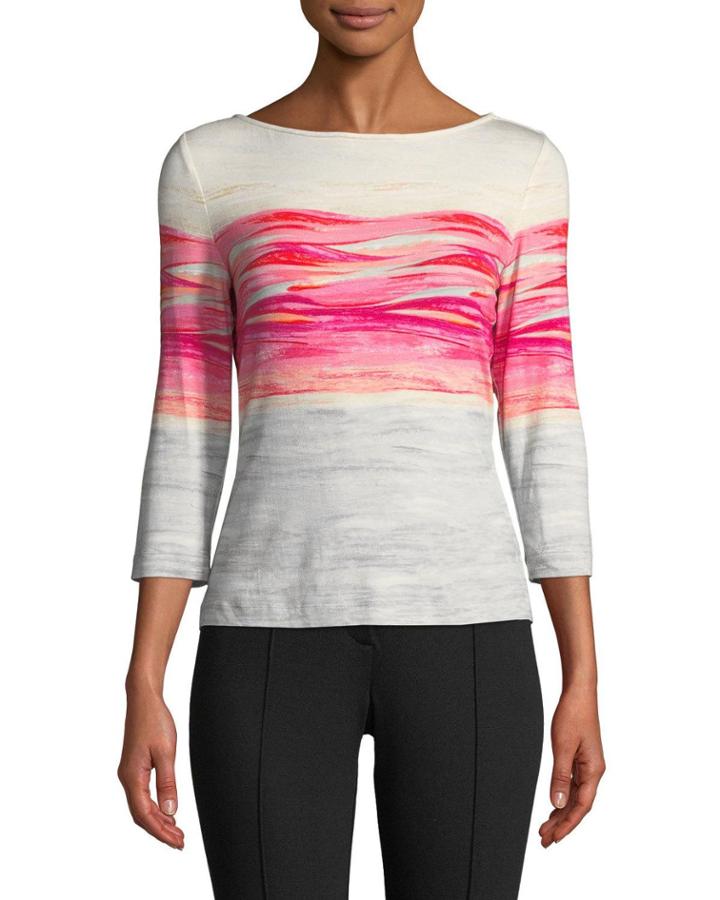 Textured Brushstroke Print Top