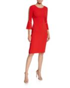 Debo Beaded-seam Bell-sleeve Stretch Crepe Dress