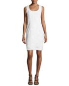 Sleeveless 3d-lace Sheath Dress, Off White