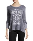 Rock N' Roll Crewneck Thermal Top, Charcoal