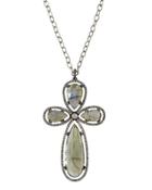 Labradorite & Diamond Cross Pendant Necklace