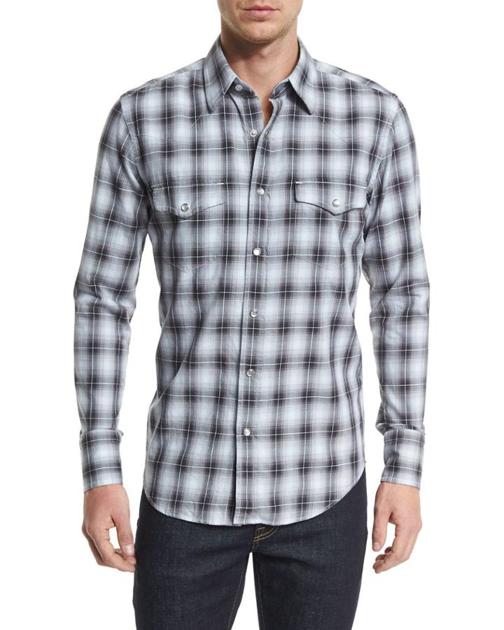 Western-style Washed Check Sport