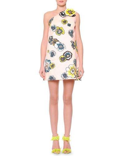 Floral-print One-shoulder