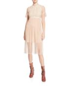 Pleated Mesh Mixed-lace