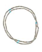 Long Labradorite & Turquoise Beaded Necklace,