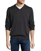 Wool Long-sleeve V-neck Sweater,