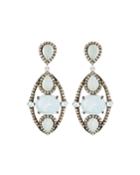 Silver Drop Earrings With Champagne Rose-cut Diamonds & Aquamarine