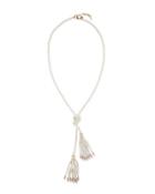 Long Double-tassel Simulated Pearl Necklace, Cream