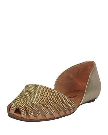 Antonia Crystal Caged D'orsay Flat, Bright Gold