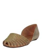 Antonia Crystal Caged D'orsay Flat, Bright Gold