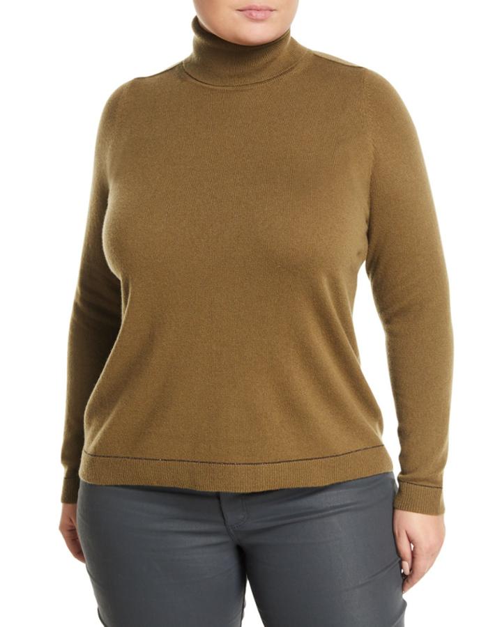 Cashmere Sequin-trim Turtleneck Sweater,