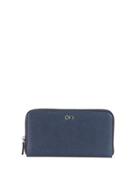 Pebbled Continental Zip Clutchbag, Blue