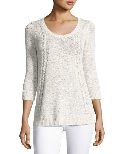 3/4-sleeve Tape-yarn Pullover