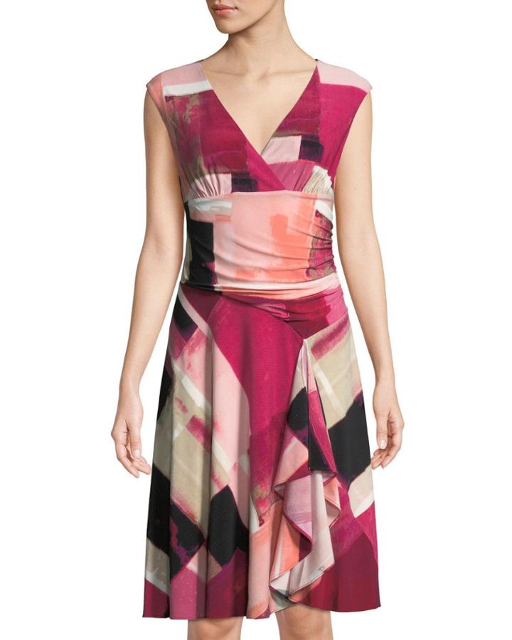 Abstract Boxes Rose Jersey Dress