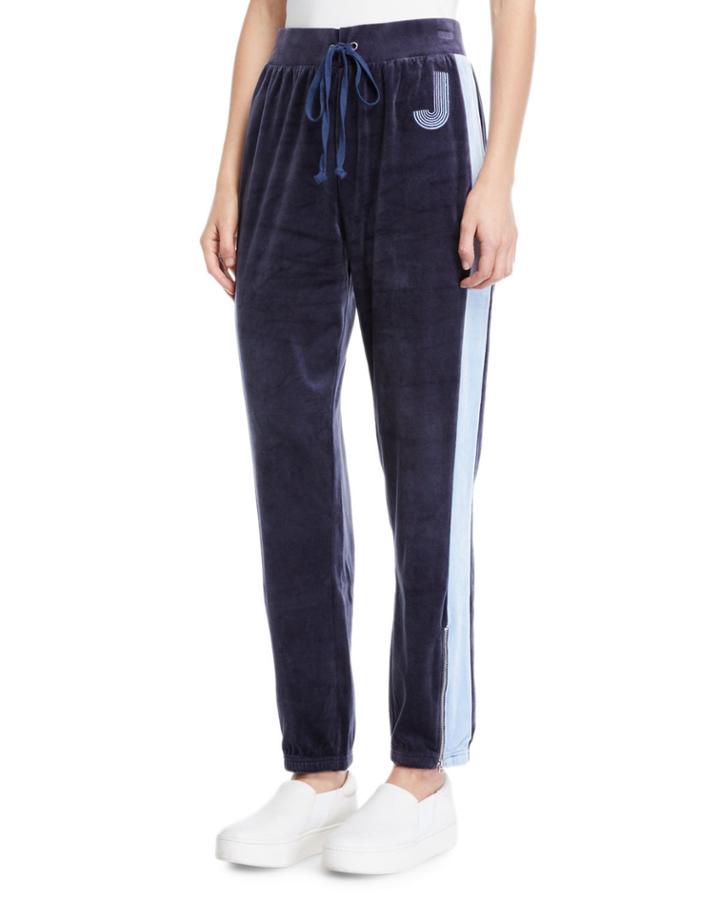 Side-striped Velour Track Pants