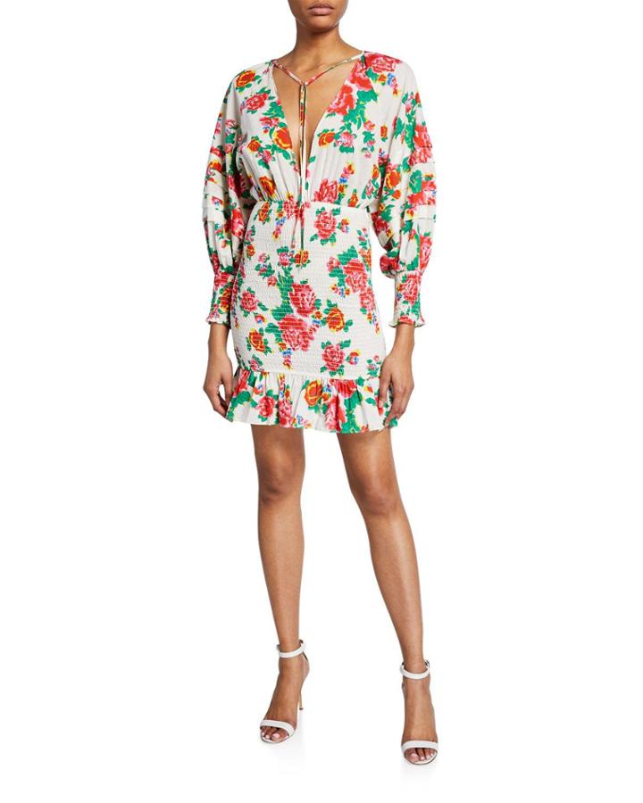 Anya Floral Smocked Flounce Dress