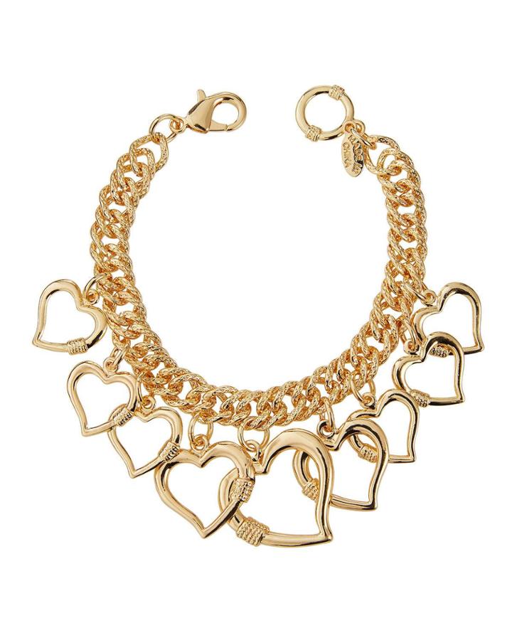Open Heart Charm Bracelet, Gold