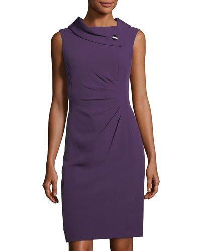 Fold-collar Side-ruched Dress