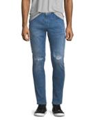 Distressed-knee Light-wash Jeans