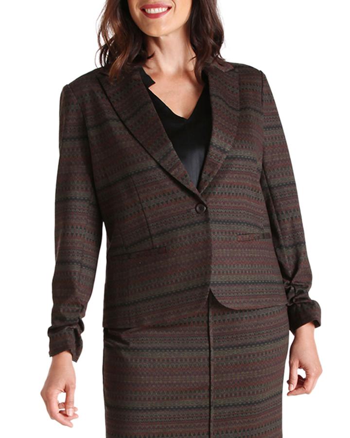 Brett 1-button Ruched-sleeve Jacket