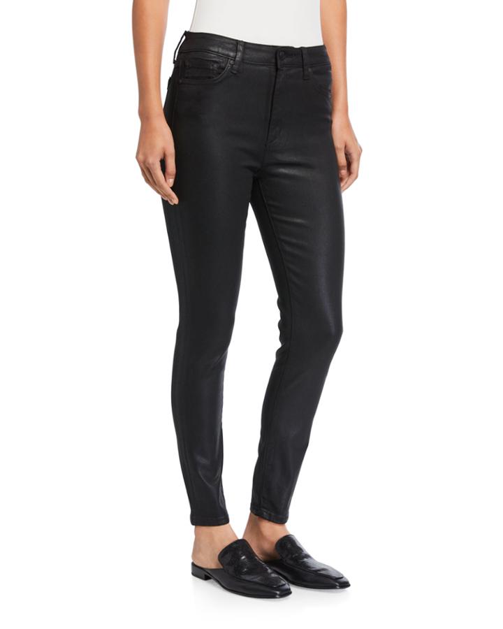 High Rise Skinny Ankle Coated Jeans