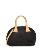 Snake-embossed Dome Satchel Bag, Black