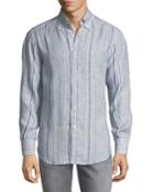 Leisure-fit Striped Linen