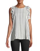 Kelby Shimmer-striped Flutter-sleeve Blouse