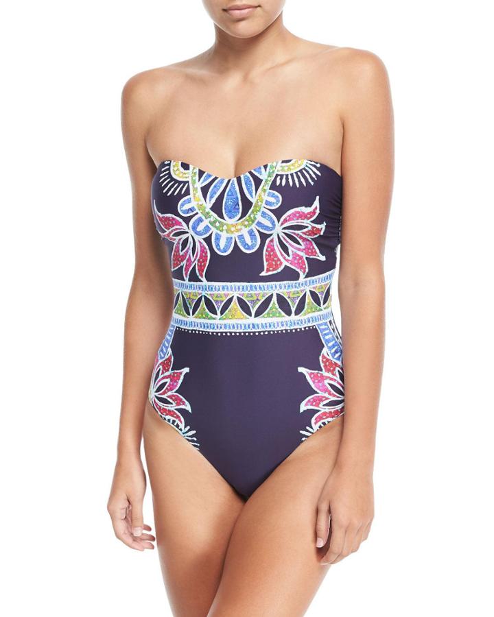 Lotus Batik-print Bandeau One-piece